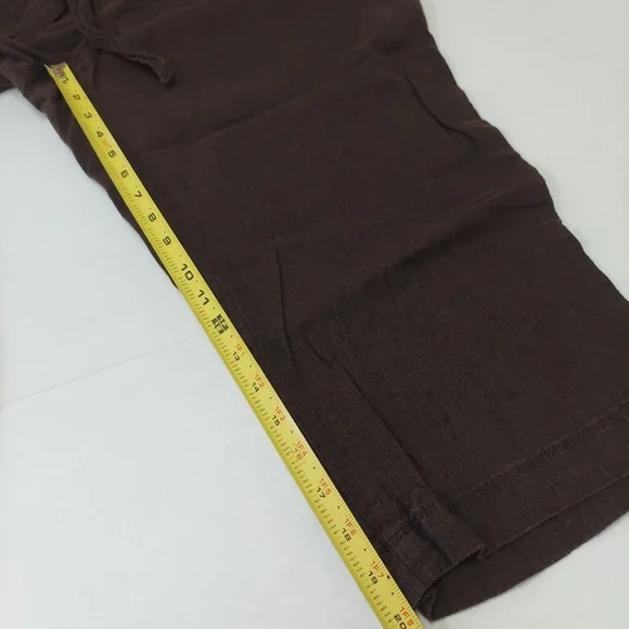 St Johns Bay Capris Linen Blend Capris Womens 14 Brown Drawstring Shorts - Picture 9 of 11